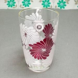 レトロポップ 白×紫花柄 タンブラーグラス
