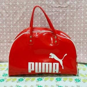 昭和レトロ PUMA エナメルボストンバッグ 赤