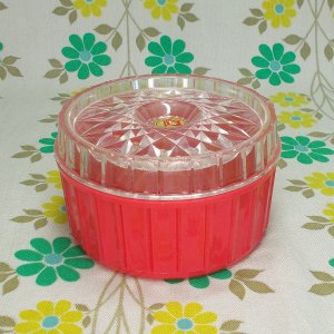 レトロプラスチック ダイヤポット 平型(小)  ピンク