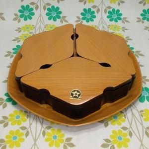 レトロプラスチック 木目柄 スナックトレー