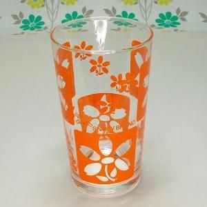 レトロポップ 雪印 オレンジ花柄 タンブラーグラス