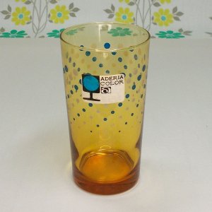 レトロポップ アンバーガラス 水玉柄 タンブラーグラス ハミング