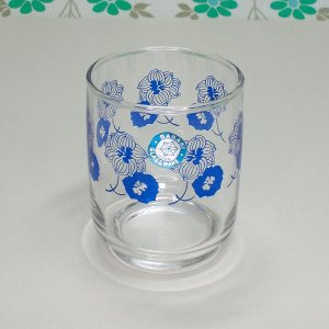 レトロポップ ブルー花柄 ショートグラス