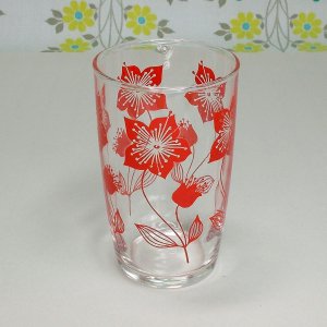 レトロポップ レッド花柄 タンブラーグラス