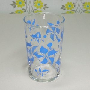 レトロポップ 水色花柄 タンブラーグラス