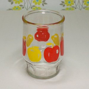 レトロポップ 黄×赤リンゴ柄 冷し飴グラス