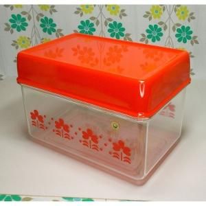 レトロプラスチック 花柄 パンケース 赤
