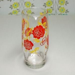 レトロポップ 薔薇花柄 タンブラーグラス