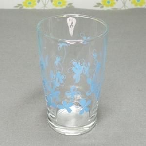 レトロポップ 花柄 タンブラーグラス 水色