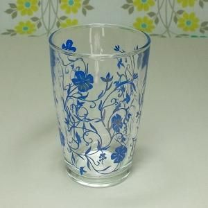 レトロポップ 花柄 タンブラーグラス ブルー