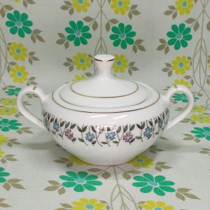 レトロポップ 陶器製 花柄 シュガーポット