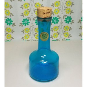 レトロポップ コルク蓋の青ガラス瓶