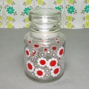 レトロポップ ガラス製 花柄 ホームジャー 花まわし
