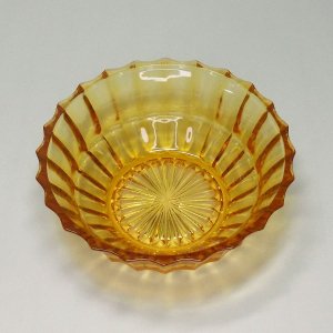 レトロモダン アンバーガラス プレスガラス 小鉢