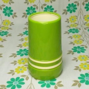 レトロプラスチック 箸立て ボーダー柄 グリーン