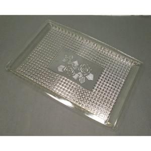 レトロプラスチック 角トレー 花柄 プレス模様