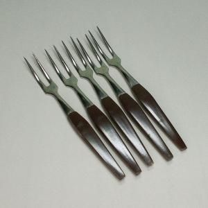 レトロポップ 二又 姫フォーク 茶色 5本セット