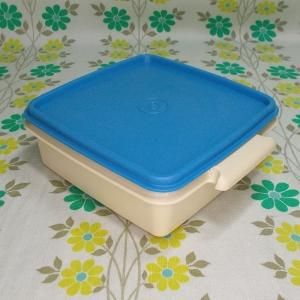 オールドタッパーウェア カルテット用 ランチケース ホワイト×ブルー