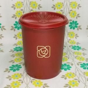 オールドタッパーウェア デコレーターS(エンジ・薔薇花柄)
