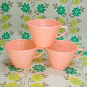 レトロプラスチック プラコップ 3Pセット ピンク