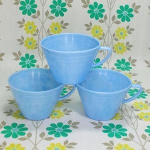 レトロプラスチック プラコップ 3Pセット ブルー