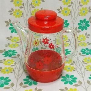 レトロプラスチック 花柄 ピッチャー 赤