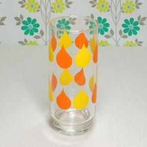 レトロポップ オレンジ×イエロー しずく柄 タンブラーグラス