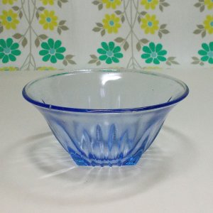 昭和レトロ 青 プレスガラス 氷コップ
