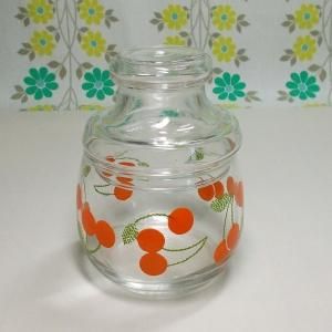 レトロポップ さくらんぼ柄 ガラスポット