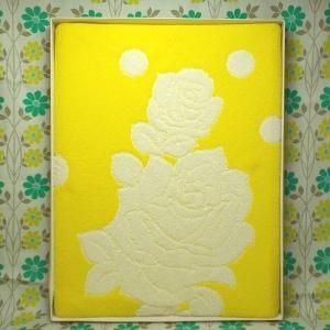 レトロポップ バスタオル イエロー花柄×水玉柄