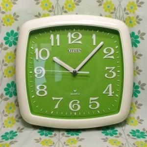 レトロポップ シチズン アナログ掛時計 グリーン×ホワイト