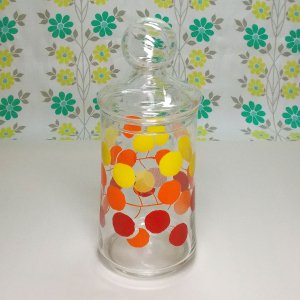 レトロポップ 木の実柄 ガラス瓶ポット