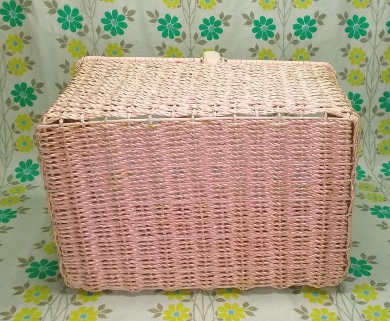 昭和レトロ 角型 お買い物カゴ ベビーピンク - USA＆レトロ雑貨