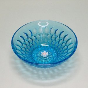 レトロポップ 青ガラス プレスガラス 小鉢 スカイブルー