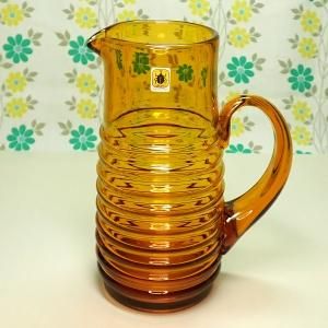 レトロモダン Chum アンバーガラス 水差しピッチャー