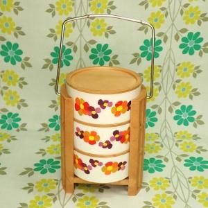レトロプラスチック 花柄 三段小物入れ ポータブルセット