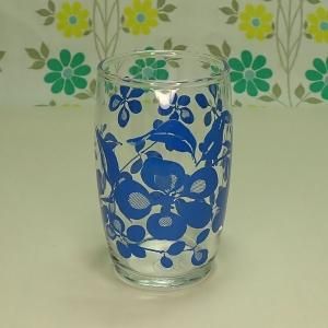 レトロポップ ブルー花柄 タンブラーグラス さざんか