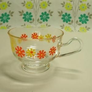 レトロポップ オレンジ×イエロー デイジー花柄 シェリーティーカップ