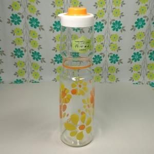 レトロポップ 耐熱ガラス製 花柄 フリーザーポット オレンジ