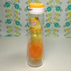 レトロポップ 耐熱ガラス製 ヒマワリ花柄 フリーザーポット オレンジ