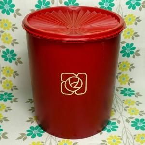 オールドタッパーウェア デコレーター(ワインレッド・薔薇花柄)