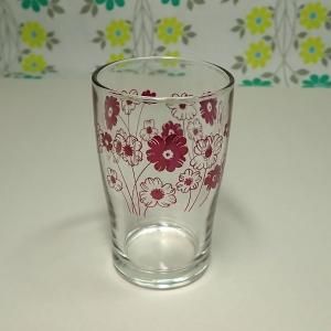 レトロポップ パープル花柄 タンブラーグラス