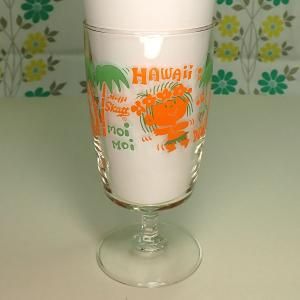 レトロポップ 明治スカット ノベルティ 足付きグラス ステムタンブラー 水森亜土 HAWAII