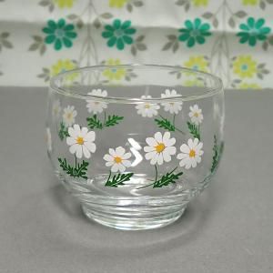レトロポップ ホワイト花柄 冷茶グラス 野ばな