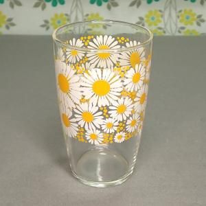 レトロポップ ホワイト花柄 タンブラーグラス 花ざかり