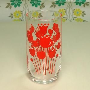 レトロポップ レッド花柄 タンブラーグラス 楊貴妃