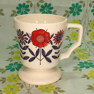 レトロポップ 陶器製 マグカップ 花柄 ひまわり