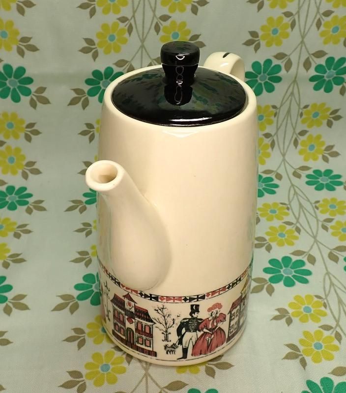 レトロモダン 陶器製 ティーポット アンティーク柄 - USA＆
