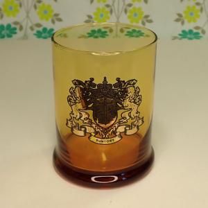 レトロモダン サントリーウイスキー 紋章柄 ロックグラス アンバー