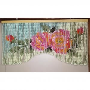 レトロポップ 薔薇花柄 ビーズ珠のれん